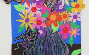 finished bug flower art