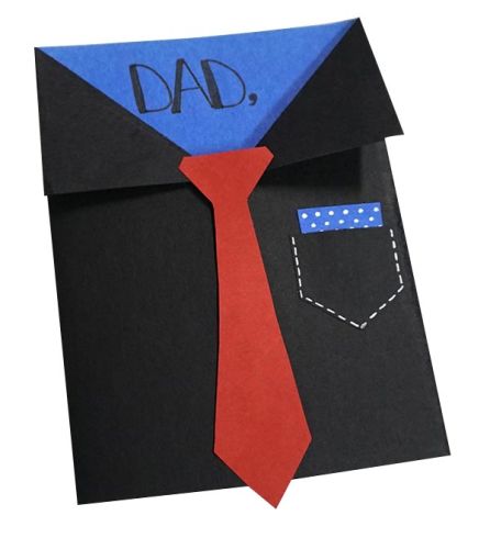 Father's Day card design resembling a suit with a tie and pocket.
